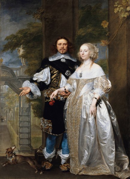 Main Product Photo of Portrait of a Married Couple in the Park  Painting by Gonzales Coques