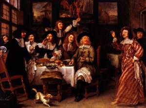 Repas d'artistes by Gonzales Coques Oil Painting
