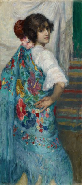 Main Product Photo of A Girl with Shawl  Painting by Gonzalo Bilbao Martinez