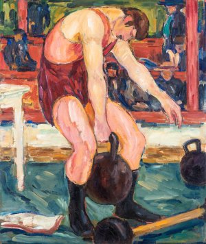 Athletes by Gosta Von Hennigs Oil Painting