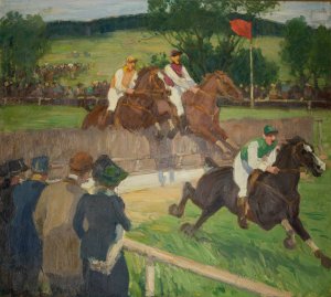Horse Racing by Gosta Von Hennigs Oil Painting