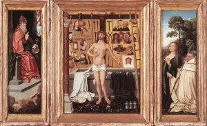 Triptych of Abbot Antonius Tsgrooten by Goswijn Van Der Weyden Oil Painting