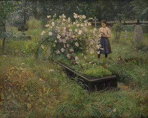 Graveyard Scene by Gottfrid Kallstenius Oil Painting