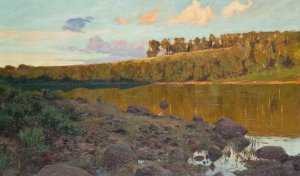 Lake in the Forest by Gottfrid Kallstenius Oil Painting