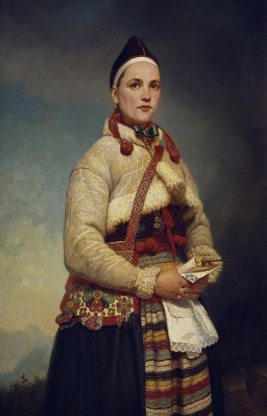 Girl from Dalarna by Gottfrid Virgin Oil Painting