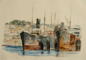 Hochseeschlepper im Hafen by Gottfried Graf Oil Painting