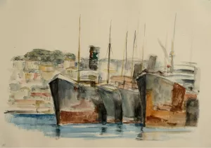 Hochseeschlepper im Hafen by Gottfried Graf Oil Painting