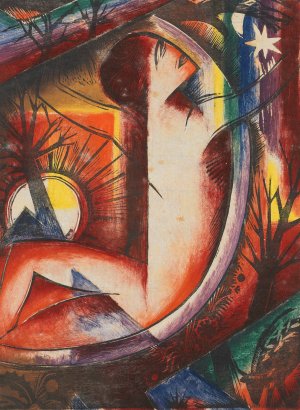 Komposition mit Mensch und HimmelskOrpern by Gottfried Graf Oil Painting