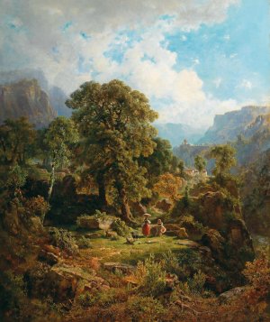 A landscape in the Fassa Valley, South Tyrol by Gottfried Seelos Oil Painting