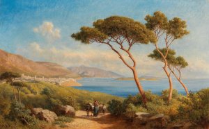 A Neapolitan landscape by Gottfried Seelos Oil Painting