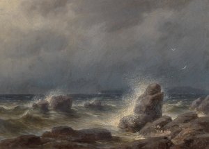 Brandung vor der Kuste der Insel Melada by Gottfried Seelos Oil Painting