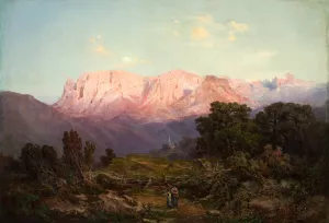 Schlern mit Rosengarten von Rampeun aus gesehen Oil painting by Gottfried Seelos