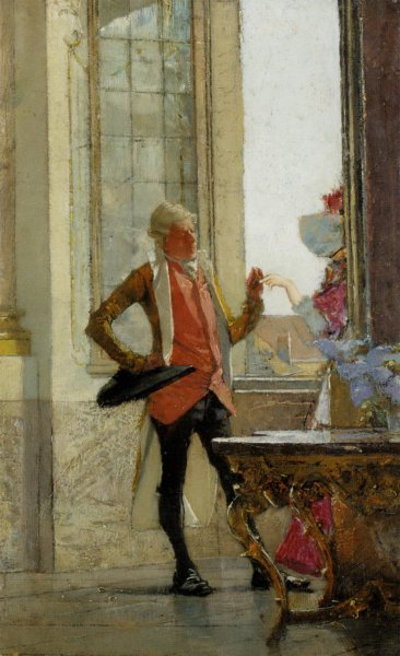 Main Product Photo of Galantes Paar Am Fenster Painting by Gotthardt Johann Kuehl
