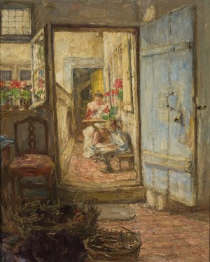 Blue door by Gotthardt Kuehl Oil Painting