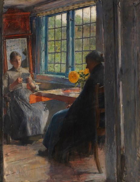 Main Product Photo of Frauen am Gartenfenster  Painting by Gotthardt Kuehl