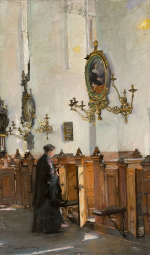 In der Katharinenkirche in Hamburg by Gotthardt Kuehl Oil Painting