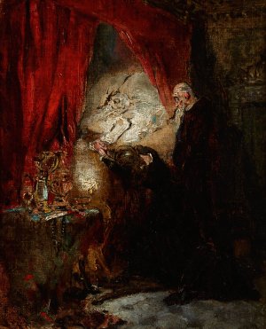 At the Deathbed by Maurycy Gottlieb Oil Painting