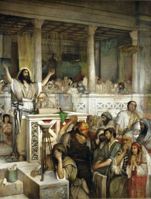 Christ Preaching at Capernaum by Maurycy Gottlieb Oil Painting