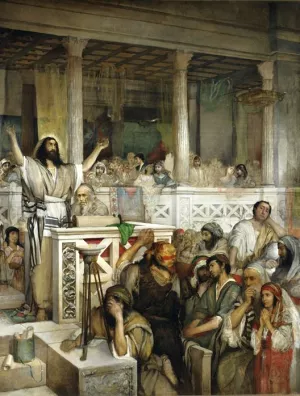 Christ Preaching at Capernaum by Maurycy Gottlieb Oil Painting