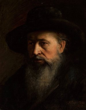 Portrait of a rabbi by Maurycy Gottlieb Oil Painting