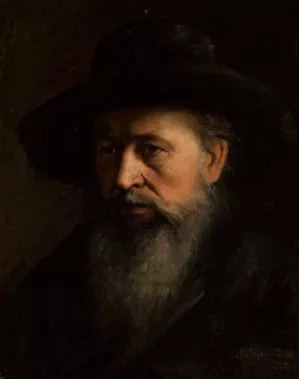 Portrait of a rabbi by Maurycy Gottlieb Oil Painting