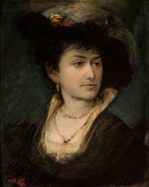 Main Product Photo of Portrait of Anna, artist's sister  Painting by Maurycy Gottlieb