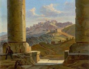 Sicilian landscape by Gottlob Michael Wentzel   Oil Painting