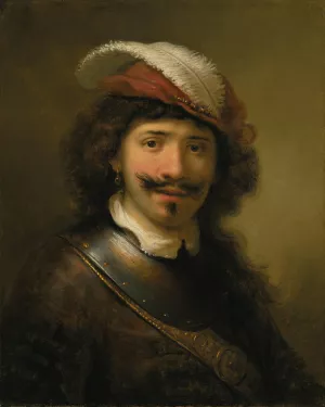 A young man in a gorget with a plumed hat by Govert Flinck Oil Painting