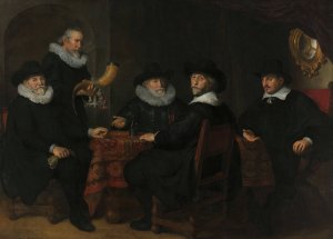 Four Governors of the Arquebusiers' Civic Guard, Amsterdam, 1642 by Govert Flinck Oil Painting