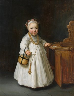 Girl by a High Chair by Govert Flinck Oil Painting