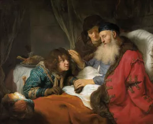 Isaac Blessing Jacob Oil painting by Govert Flinck
