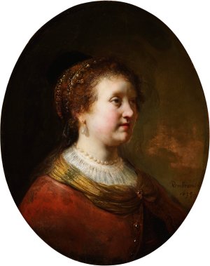 Woman in a Red Dress and Pearls by Govert Flinck Oil Painting