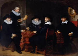 Four Governors of the Arquebusiers Civic Guard, Amsterdam by Govert Teunisz. Flinck Oil Painting
