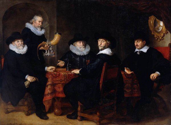 Main Product Photo of Four Governors of the Arquebusiers Civic Guard, Amsterdam Painting by Govert Teunisz. Flinck