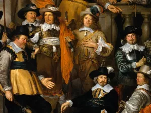 The Company of Cpt. Aelbert Bas and Lt. Lucas Conijn Detail by Govert Teunisz. Flinck Oil Painting
