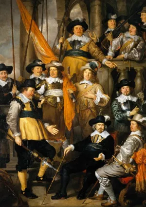 The Company of Cpt. Aelbert Bas and Lt. Lucas Conijn by Govert Teunisz. Flinck Oil Painting