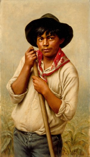 Powley; Young Man Hoeing Corn by Grace Carpenter Hudson Oil Painting