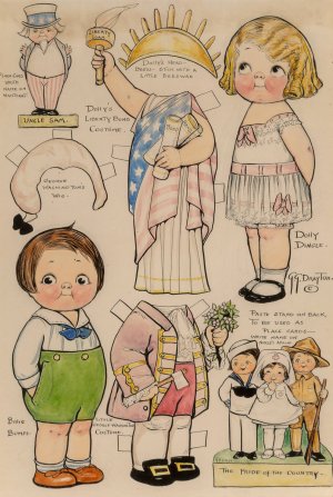 Dolly Dingle's Patriotic Party by Grace Gebbie Wiederseim Drayton Oil Painting
