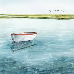 Anchored Bay I Oil Painting by Grace Popp - Contemporary