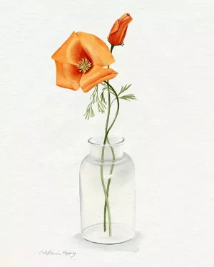 California Poppy Vase I by Grace Popp Oil Painting