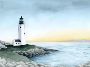 Lighthouse Bay I Oil painting by Grace Popp