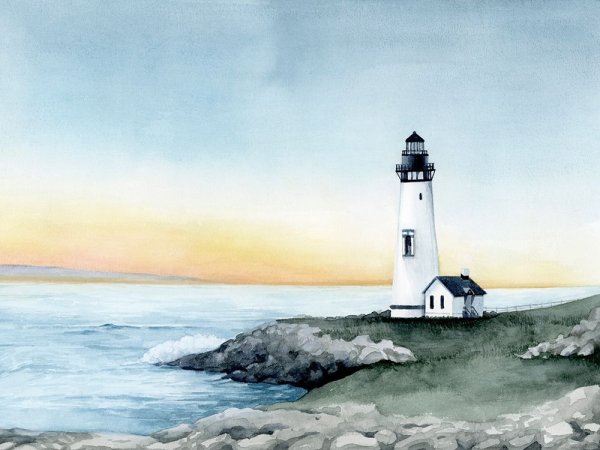 Main Product Photo of Lighthouse Bay II Painting by Grace Popp