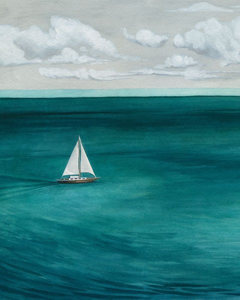 Mediterranean Sails I by Grace Popp - Hand-Painted Oil Painting Reproduction