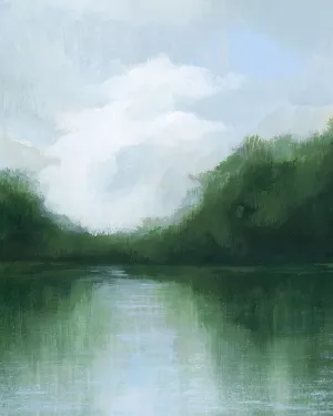 Mossy Reflections II Oil Painting by Grace Popp - Contemporary