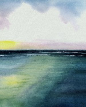 Sherbet Sunset Diptych II Oil painting by Grace Popp