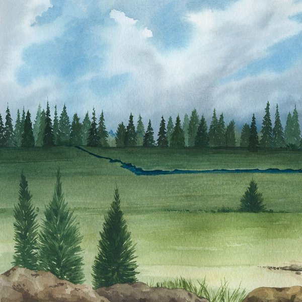 Main Product Photo of Trees by the River I Painting by Grace Popp