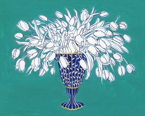 Turquoise Tulip Bouquet III by Grace Popp Oil Painting