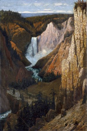 View of the Lower Falls, Grand Canyon of the Yellowstone by Grafton Tyler Brown Oil Painting