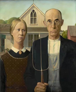 American Gothic by Grant Wood Oil Painting