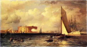 Ships Near the Battery Oil painting by Granville Perkins